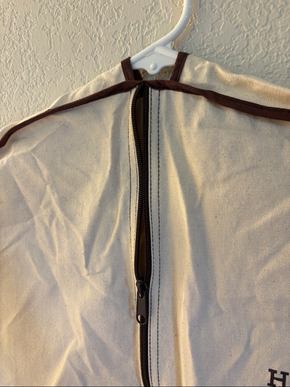 Authentic Hermes long Cream and Brown canvas Branded Garment Cover 60x24” - Picture 3 of 5